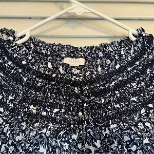 Ana Navy and White Floral Blouse